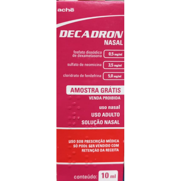 DECADRON FOSFATO DISSÓDICO DE DEXAMETASONA 5MG + NEOMICINA 3,5MG + CLORIDRATO DE FENILEFRINA 5MG + SOLUÇÃO NASAL 10ML